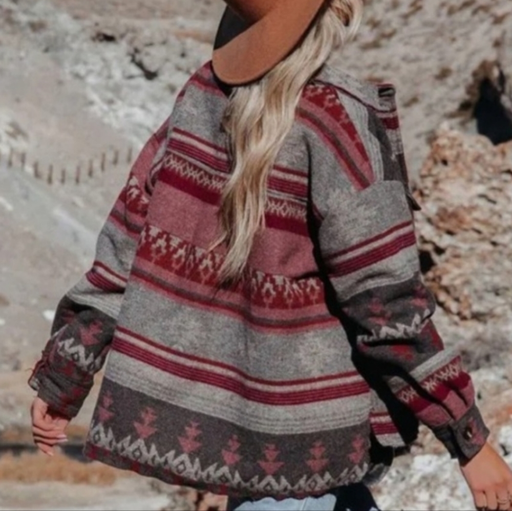 New LA Miel Eldore Southwest Aztec Tribal Shacket NWT - Picture 2 of 4